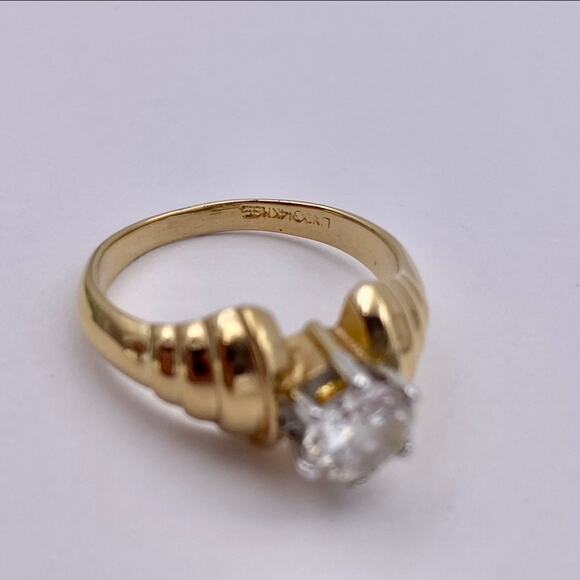 LIND 14K HGE Cubic Zirconia Vintage Costume Engagement Ring - Picture 10 of 16